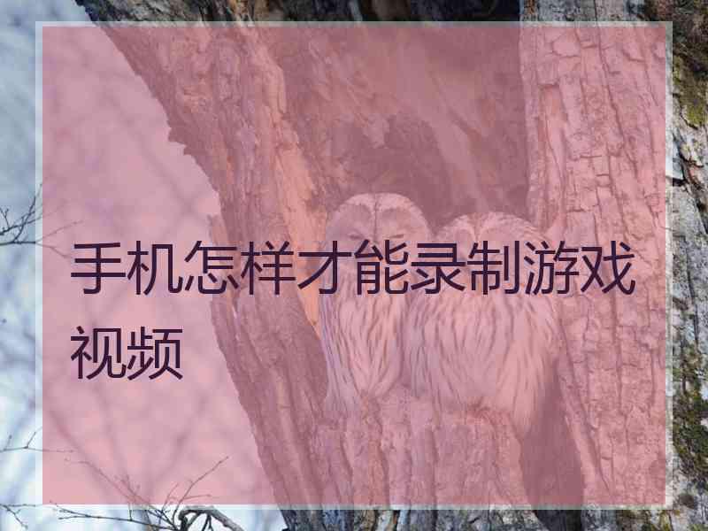 手机怎样才能录制游戏视频